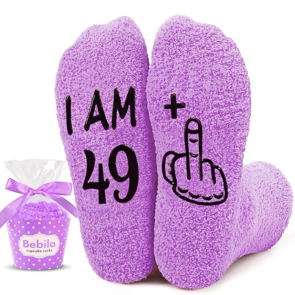 50th Birthday 49 +1 Bday Socks for Women Funny Gifts